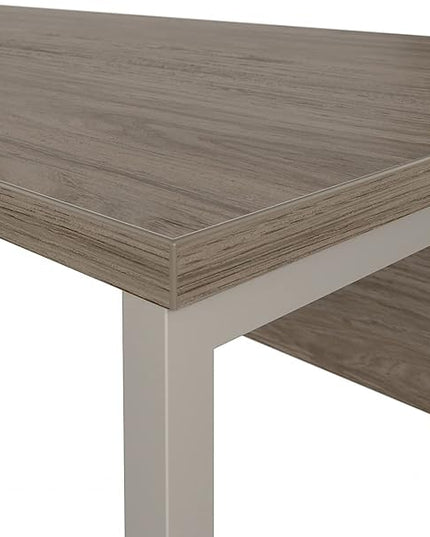 Bush Business Furniture Hybrid 60-inch W L-Shaped Table Desk with Metal Legs, Modern Hickory (HYB027MH) - LeafyLoom
