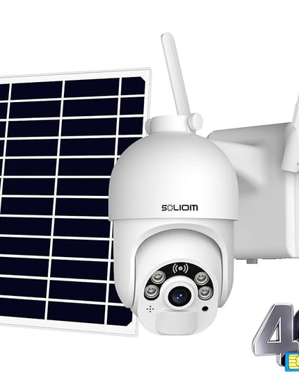SOLIOM S800C-4G LTE Cellular Security Camera Outdoor,Pan Tilt 360° View 1080p Wireless Solar Powered, Spotlight Color Night Vision, 2 Way Talk,PIR Motion Detection SOLIOM