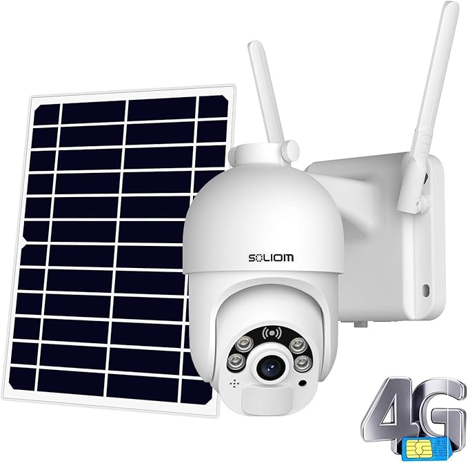 SOLIOM S800C-4G LTE Cellular Security Camera Outdoor,Pan Tilt 360° View 1080p Wireless Solar Powered, Spotlight Color Night Vision, 2 Way Talk,PIR Motion Detection SOLIOM