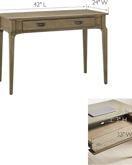 Leick Home 22400-GR Stratus Laptop Computer Desk with Drop Front Keyboard Drawer, Smoke Gray - LeafyLoom