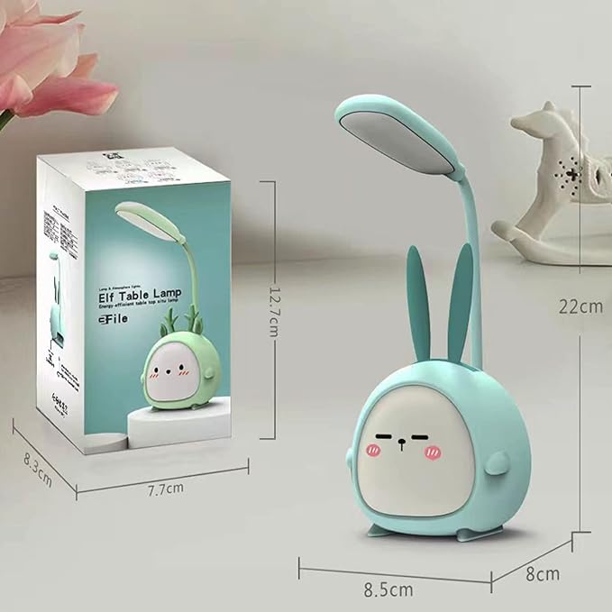 Mini Bunny Night Light, Portable LED Table Light, Cute Rabbit Foldable USB Rechargeable Reading Light Bedroom Children's Bedside Study (Blue Rabbit) - LeafyLoom