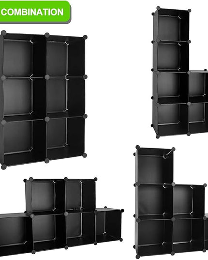 TUMUCUTE Cube Storage Organizer, 6-Cube DIY Plastic Closet Cabinet Modular Bookcase, Storage Shelves for Bedroom Living Room, Office, Black - LeafyLoom