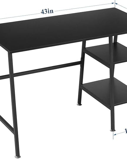 VECELO 43 Inch Computer Modern Student Writing home-office, Ladder Desk, Black - LeafyLoom