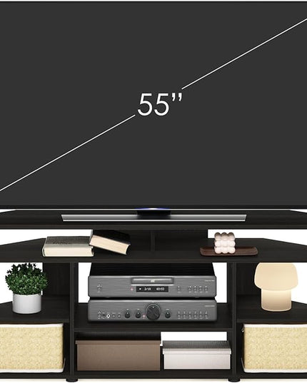 Furinno Jensen Entertainment Center, 55 Inch TV Size, Espresso - LeafyLoom