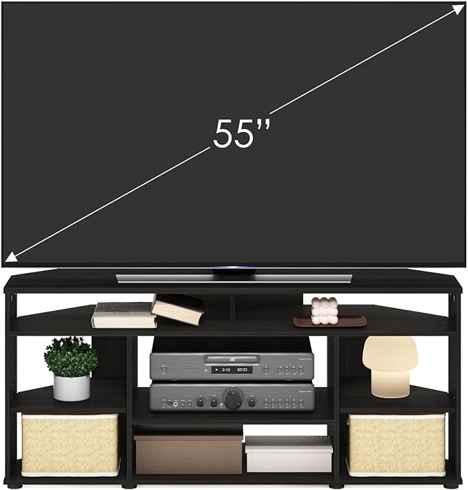 Furinno Jensen Entertainment Center, 55 Inch TV Size, Espresso - LeafyLoom