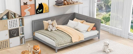 Bellemave Full Size Wood Daybed, Wood DayBed Sofa Bed Frame for Living Room Bedroom,Solid Wood Daybed Twin Size Sofa Bed Frame with Wood Slat Support,No Box Spring Needed,Gray - LeafyLoom