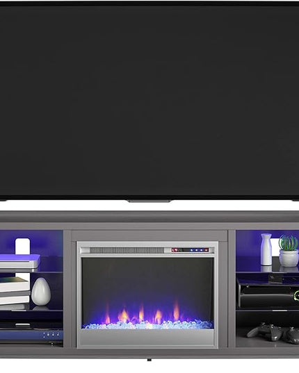 Ameriwood Home Lumina Fireplace Stand, TVs up to 70", Graphite Gray - LeafyLoom