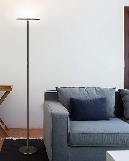 Brightech Sky LED Floor lamp, Torchiere Super Bright Floor Lamp for Living Rooms & Offices - Dimmable, Tall Standing Lamp for Bedroom Reading - Bronze - LeafyLoom