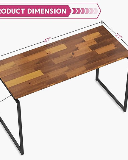 Acme Jurgen Wooden Rectangle Top Writing Desk in Oak and Black - LeafyLoom