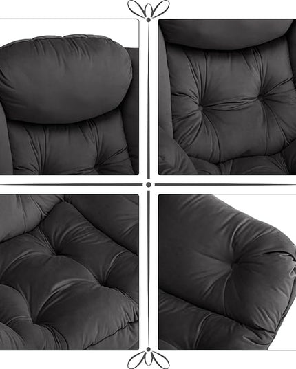 AcozyHom Fabric Lazy Chair with Foldable Ottoman, Accent Comfy Lounge Arm Chair and Folding Footrest Stool Set, Leisure Sofa Reading Chair and Footstool for Living Room, Bedroom, Dorm, Smoky Grey - LeafyLoom