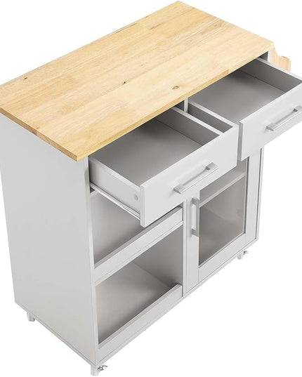 Modway Culinary Rolling Kitchen Cart with Storage in Light Gray Natural - 3 Tiers Kitchen Island on Wheels with Spice Rack, Functional as a Coffee Station, Bar Cabinet or Butcher Block Island - LeafyLoom