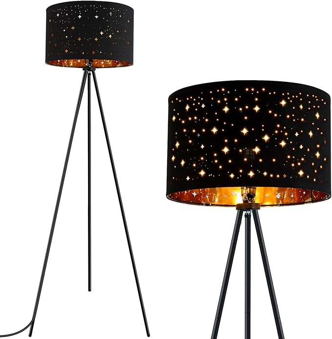BoostArea Floor Lamp, Tripod Floor Lamp, 8W LED Bulb, Decorative Lamp Shade, Mid Century Standing Lamp for Living Room, Bedroom, Study Room and Office - LeafyLoom