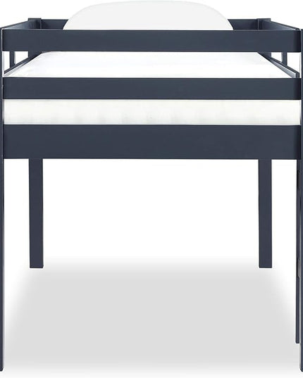 DHP Milton Solid Wood Low Loft Bed for Kids, Twin Size, Blue - LeafyLoom