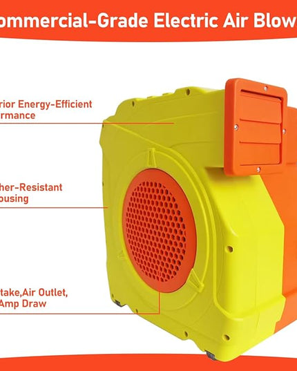 Inflatable Bounce House Blower,1400W-1600W,1.7 HP & 2 HP Dual Speed Inflatable Blower,Powerful Bounce House Air Blower Fan for Large Inflatable Bounce House, Bouncy Castle and Slides - LeafyLoom