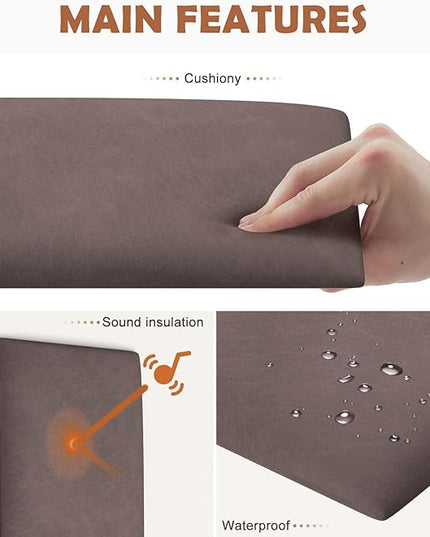 Wall Mounted Upholstered Headboard Queen, 3D Peel and Stick Soundproof Wall Panels, Reusable and Removable Padded Headboard Leather Bed Headboard, 9 Panels Headboard 9.84" x 23.62", Dark Skin - LeafyLoom