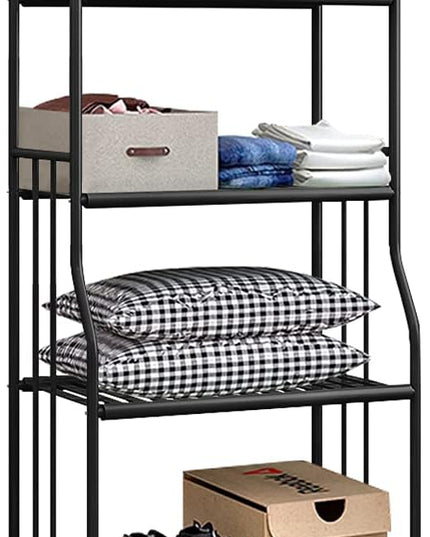 Shelving Unit Bakers Rack Metal Storage Shelves Laundry Shelf Organizer Standing Shelf Units for Laundry Kitchen Bathroom Pantry Closet Indoor and Outdoor (4 Tier, Black) - LeafyLoom