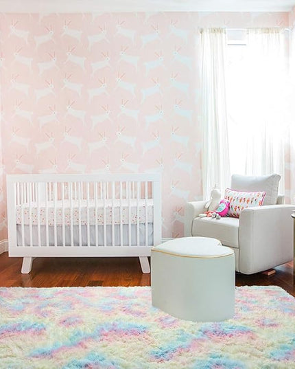 AROGAN 6x9 Feet Soft Rainbow Area Rugs for Girls Room, Fluffy Girls Bedroom Rugs, Princess Rug, Cute Colorful Carpet for Kids Teens Nursery Toddler, Pink - LeafyLoom
