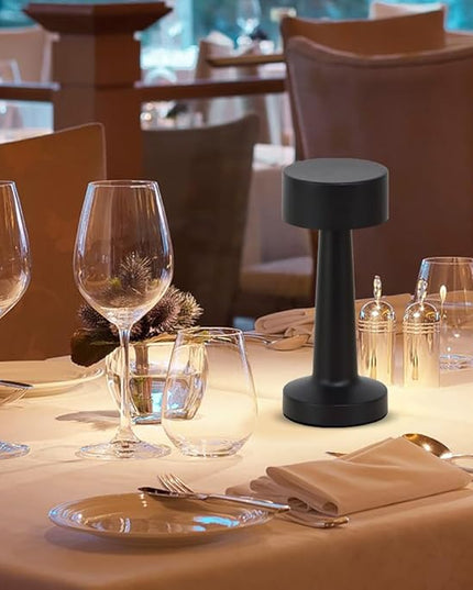 Portable LED Table Lamp, 3-Levels Brightness Metal Desk Lamp, 3 Color Touch Control Rechargeable Lamp, Night Light, Bedside Lamp,Dining Room Lamp,Gifts for Friends (Black) - LeafyLoom