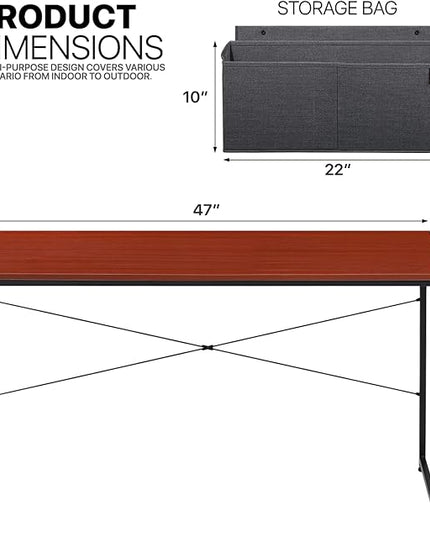 MoNiBloom Home Office Computer Desk with Storage Bag, 47" Writing Study Modern Simple Style Laptop Table, Teak Color - LeafyLoom