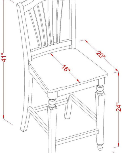 East West Furniture Vernon 5 Piece Counter Height Set Includes a Square Kitchen Table and 4 Dining Room Chairs, 36x36 Inch, Mahogany - LeafyLoom