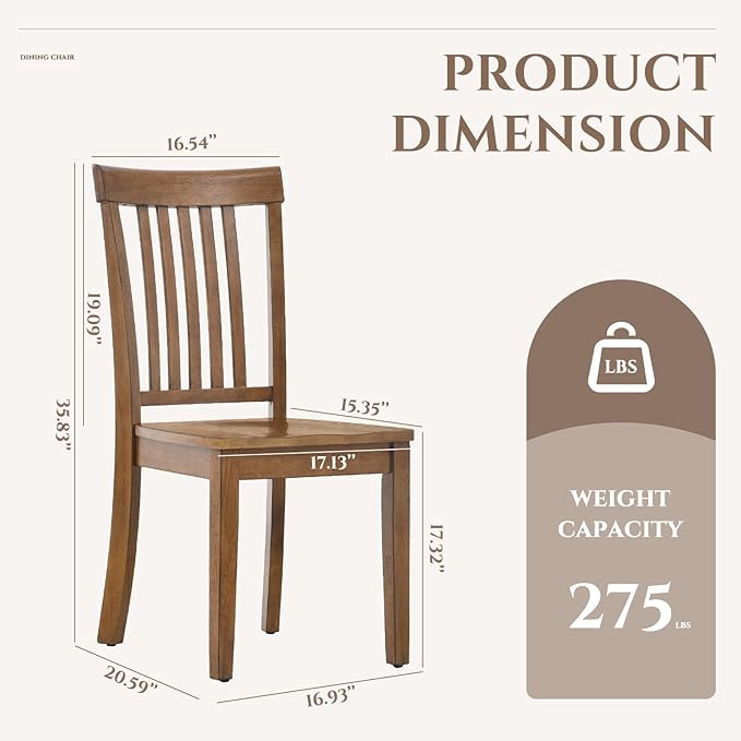 COLAMY Wooden Dining Chairs Set of 2, Spindle High Back Windsor Kitchen Side Chair, Farmhouse Dining Chairs for Kitchen and Dining Room, Light Brown - LeafyLoom