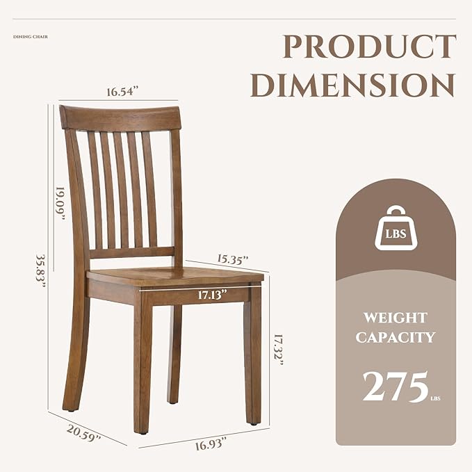 COLAMY Wooden Dining Chairs Set of 4, Spindle High Back Windsor Kitchen Side Chair, Farmhouse Dining Chairs for Kitchen and Dining Room, Light Brown - LeafyLoom
