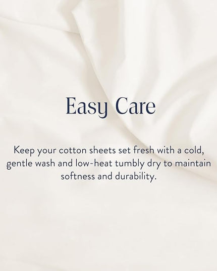 Brooklinen Luxury Sateen 4 Piece Queen Size Sheets Set in Cream - 100% Cotton Sateen Sheets - 1 Fitted Sheet, 1 Flat Sheet, 2 Pillowcases - Best Luxury Sheets Brooklinen