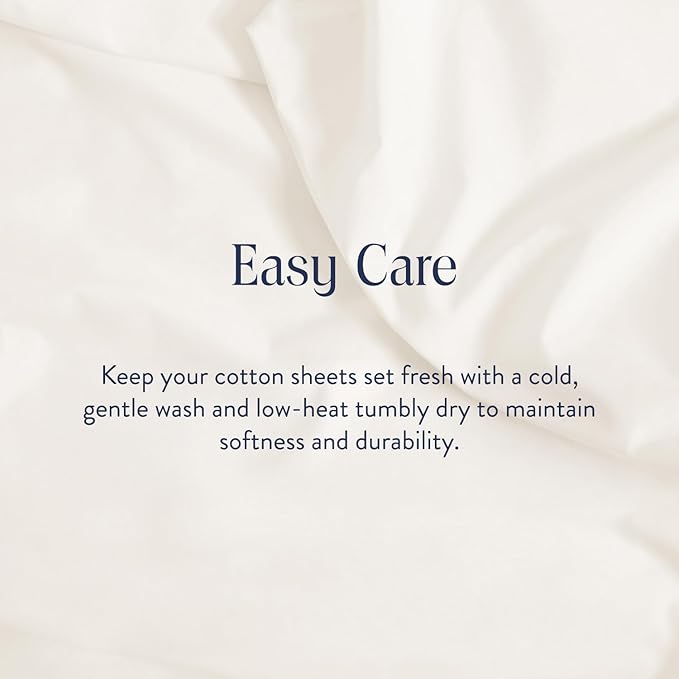 Brooklinen Luxury Sateen 4 Piece Queen Size Sheets Set in Cream - 100% Cotton Sateen Sheets - 1 Fitted Sheet, 1 Flat Sheet, 2 Pillowcases - Best Luxury Sheets Brooklinen