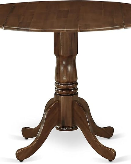 East West Furniture DLGA5-AWA-03 Dublin 5 Piece Set Consist of a Round Dining Room Table with Dropleaf and 4 Parson Kitchen Chairs, 42x42 Inch - LeafyLoom