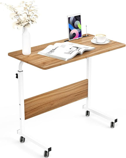 SogesGame 31.5 inches Side Table with Wheels,Snack Side Table with Castors Mobile End Table Easy to Assemble for Laptop,Oak,05#3-80OK-S8-US - LeafyLoom