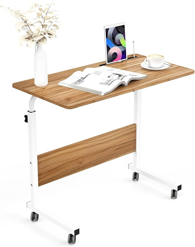 SogesGame 31.5 inches Side Table with Wheels,Snack Side Table with Castors Mobile End Table Easy to Assemble for Laptop,Oak,05#3-80OK-S8-US - LeafyLoom