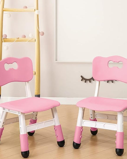 Adjustable Kid Chairs Indoor 3 Level Adjustable Suitable for Children Age 2-6. Maximum load-bearing 220LBS Suitable for Family Classroom and Nursery Child Seat Set (2-Pack-Pink) - LeafyLoom