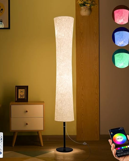 BLUEYE Floor Lamp,RGBCW 2700K-6500K,APP & Remote&Smart Voice Control, 2 X 60W Equivalent, No Hub Required,Compatible with Alexa Google Assistant, 60'' Standing Lamp for Bedroom, Similar Fabric - LeafyLoom