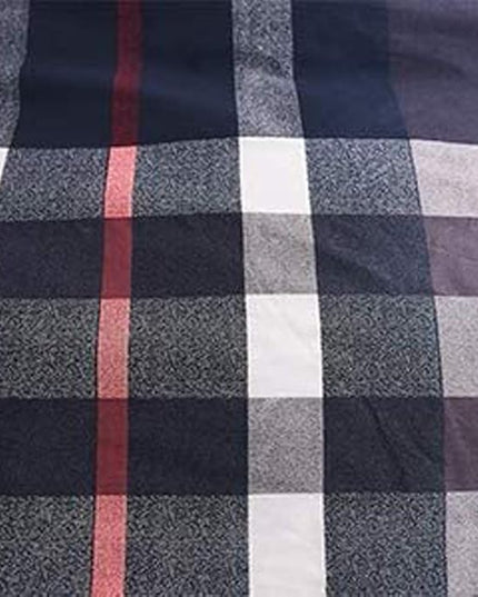 Navy Plaid Comforter Set Queen Checkered Bedding Set Navy Blue Tartan Grid Comforter Striped for Women Adult Navy Blue Checkered Blanket Set Dark Navy Queen Bed Comforter Set - LeafyLoom