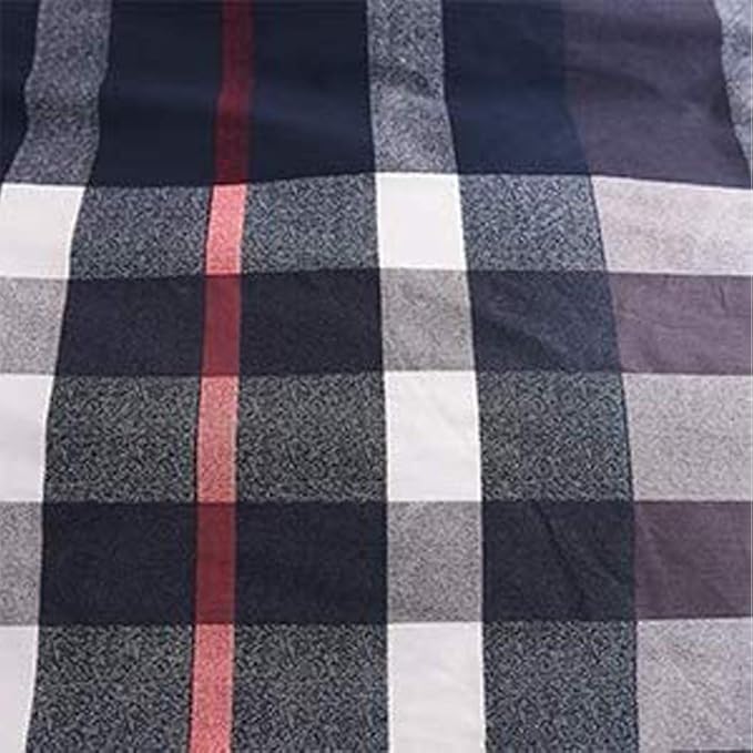Navy Plaid Comforter Set Queen Checkered Bedding Set Navy Blue Tartan Grid Comforter Striped for Women Adult Navy Blue Checkered Blanket Set Dark Navy Queen Bed Comforter Set - LeafyLoom