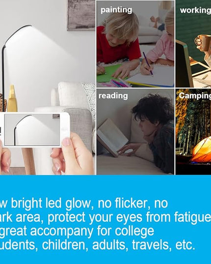 DEEPLITE LED Desk Lamp with Flexible Gooseneck 3 Level Brightness, Battery Operated Table Lamp 5W Touch Control, Compact Portable lamp for Dorm Study Office Bedroom, Eye-Caring and Energy Saving - LeafyLoom