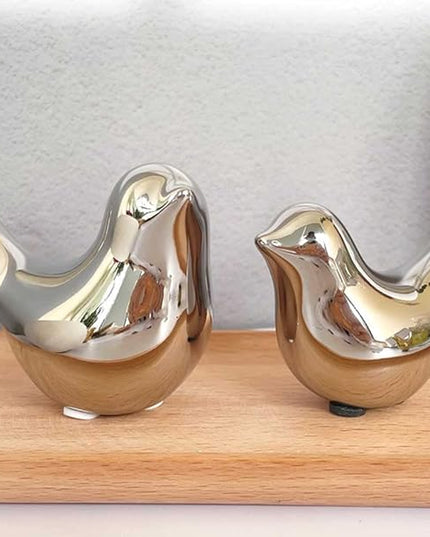 Cute Bedroom Decor Birds, Silver Cute Home Decor, Small Table Decor Items, Modern Silver Cute Decor for Living Room Shelf Bookshelf Table Top - LeafyLoom