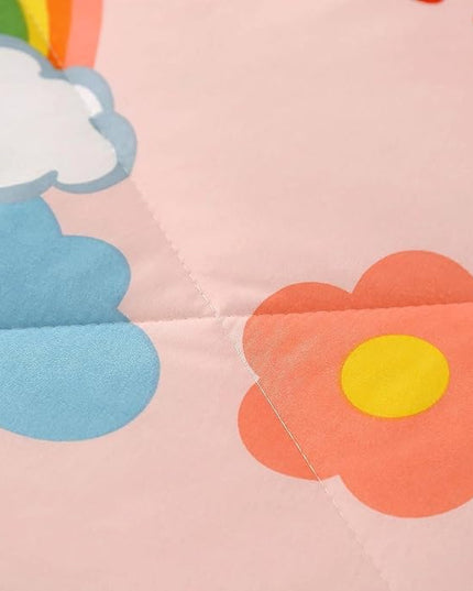 3PCS Rainbow Comforter Set Full, Cute Pink Full Size Flower Cloud and Rainbow Comforter Aesthetics, Super Soft and Comfort Microfiber, Kawaii Girls’ Bedroom Decor for Kids, Teens, Children, Women - LeafyLoom
