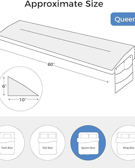 TINA'S HOME Bed Wedge Pillow for Headboard, Adjustable Mattress Gap Filler (0-8"), Headboard Pillow Bed Gap Filler King (76"x10"x6") - LeafyLoom