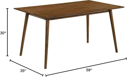 Armen Living Westmont 59" Rectangular Wood Dining Table, Walnut - LeafyLoom
