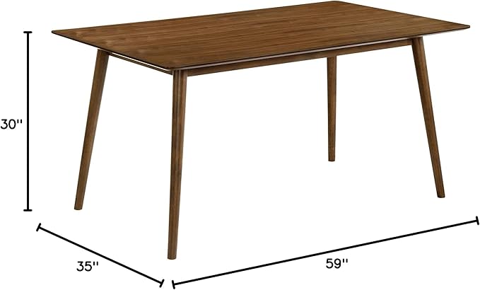 Armen Living Westmont 59" Rectangular Wood Dining Table, Walnut - LeafyLoom