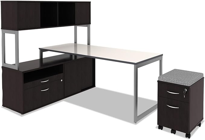 Alera ALEVABFES Valencia Series 15.88 in. x 19.13 in. x 22.88 in. Mobile Box/File Pedestal - Espresso - LeafyLoom