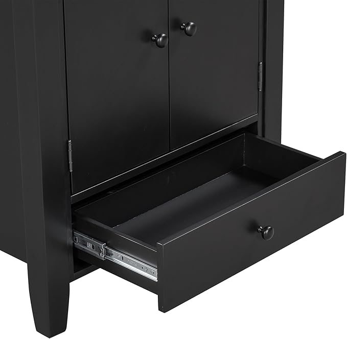 5-Piece Counter Height Wood Dining Table Set with Faux Marble Tabletop, Storage Cabinet and Drawer & 4 Matching Chairs, Black - LeafyLoom