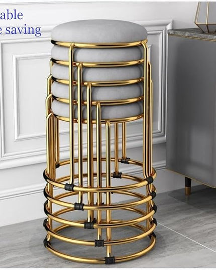 Velvet Bar Stool Backless Bar Stools Counter Stools Vanity Stools salon backless bar stools Round Stool Stackable Round Chairs Dining Chairs Set of 5 Pack,for Dinning,Kitchen,salon,Semina. - LeafyLoom