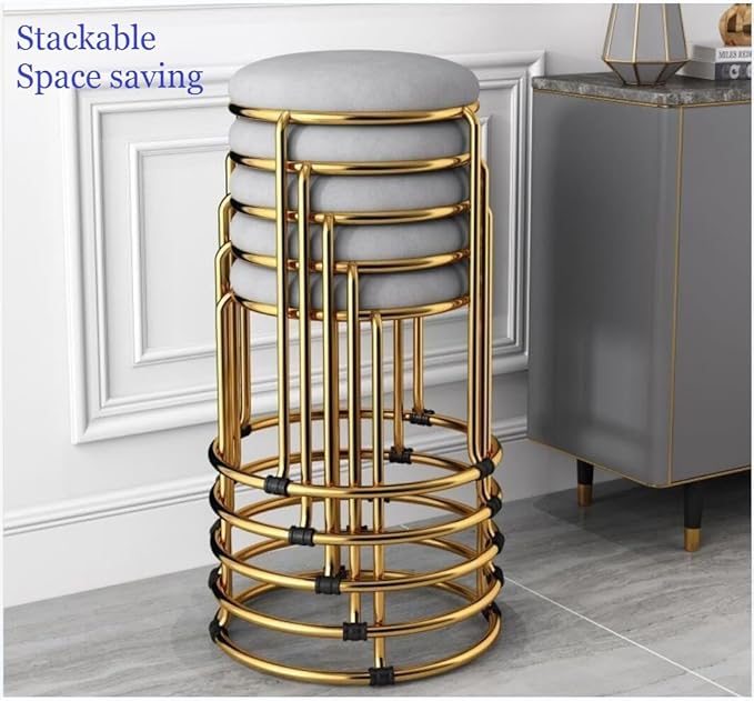 Velvet Bar Stool Backless Bar Stools Counter Stools Vanity Stools salon backless bar stools Round Stool Stackable Round Chairs Dining Chairs Set of 5 Pack,for Dinning,Kitchen,salon,Semina. - LeafyLoom
