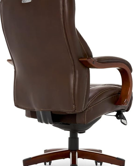 La-Z-Boy Delano Big & Tall Executive Office Chair, High Back Ergonomic Lumbar Support, Bonded Leather, Brown - LeafyLoom
