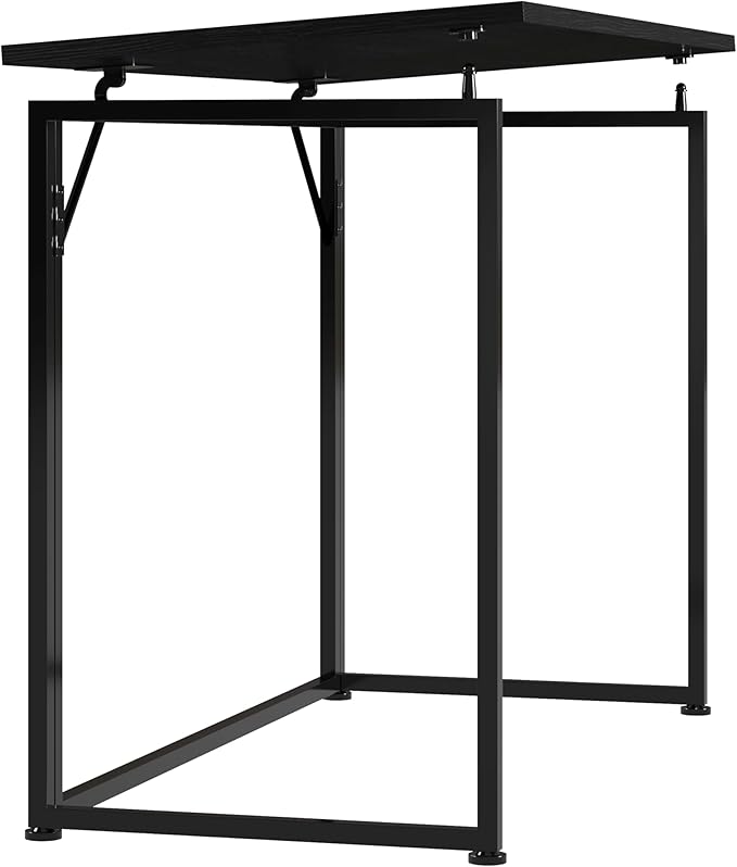 Techni Mobili Space Saving Folding Desk, Black - LeafyLoom