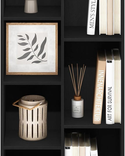 Furinno Luder 7-Cube Reversible Open Shelf, Blackwood - LeafyLoom