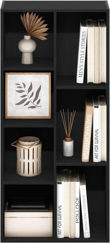 Furinno Luder 7-Cube Reversible Open Shelf, Blackwood - LeafyLoom