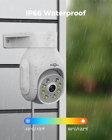 Hiseeu Security Camera Wireless Outdoor, 5MP Color Night Vision WiFi Surveillance Camera Pan/Tilt with Motion Detection/Siren/Light Alarm, 2-Way Audio, IP66 Weatherproof, No Monthly Fee, 2PCS Hiseeu